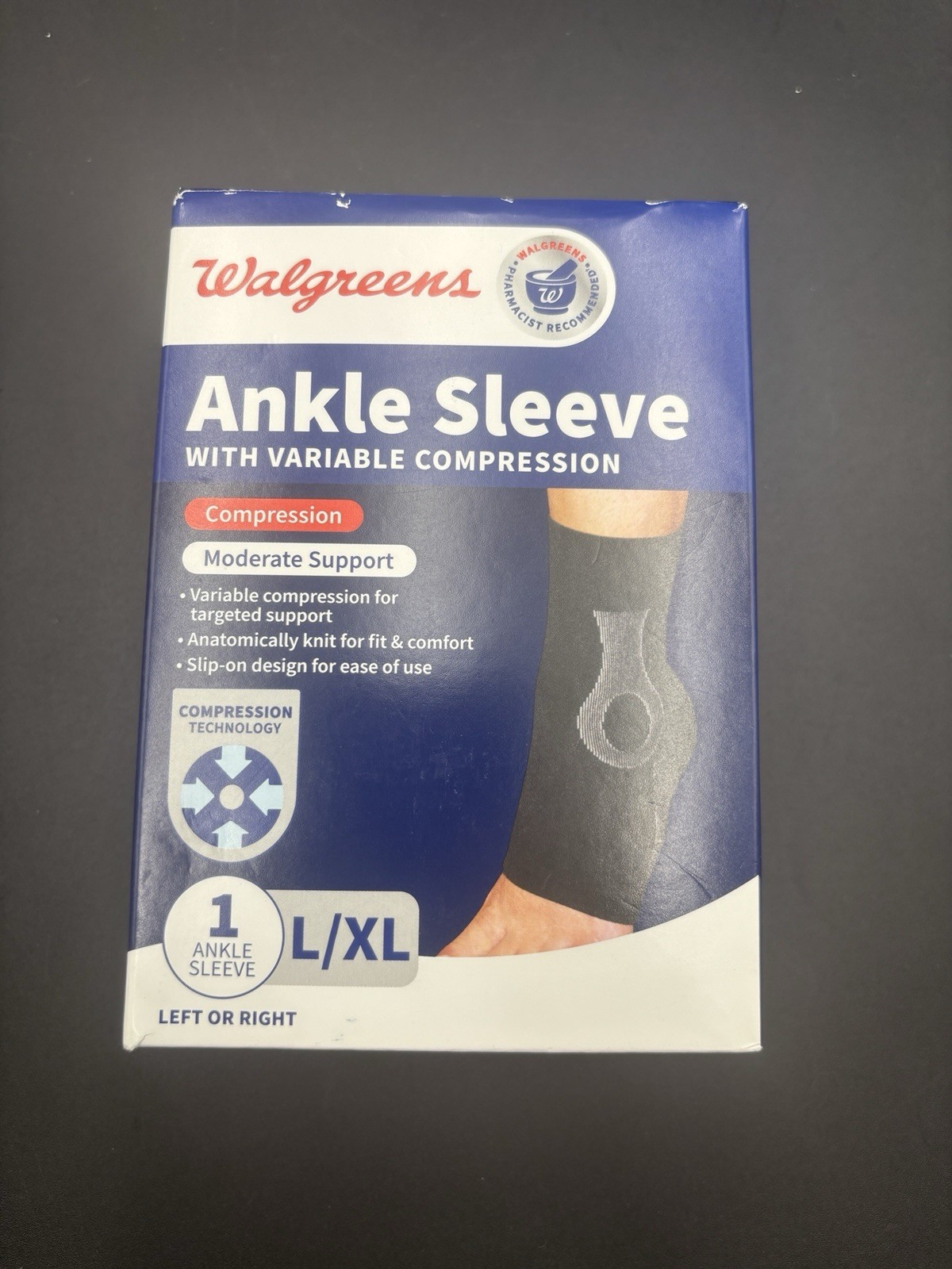 Walgreens Adjustable Ankle Brace Black One Size Antimicrobial Side Stabilizers