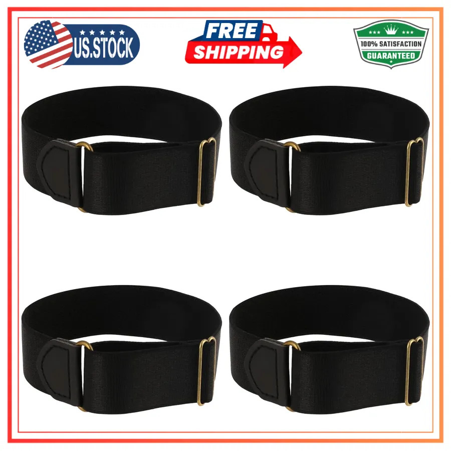 Elastic Adjustable Shirt Sleeve Garters Arm Bands Anti Slip Black 1 Pair