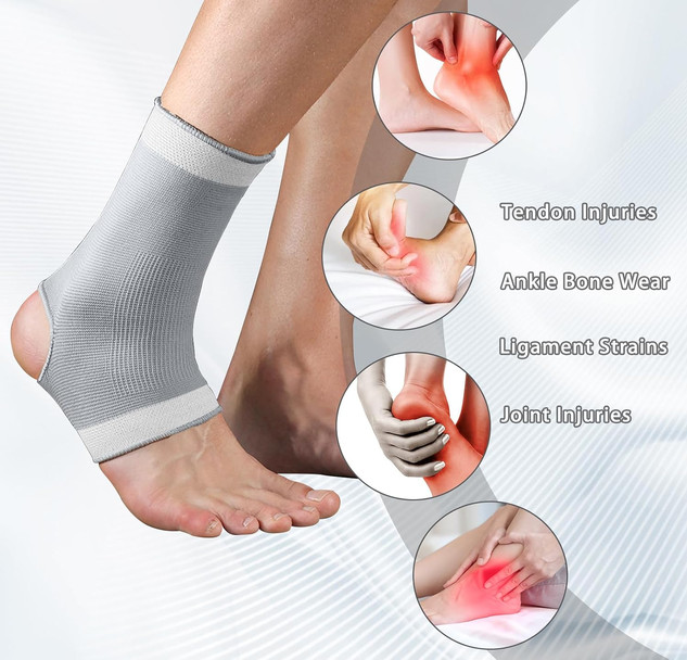 2 Pack Ankle Brace Compression Sleeve Black Medium Support Wrap Men Women