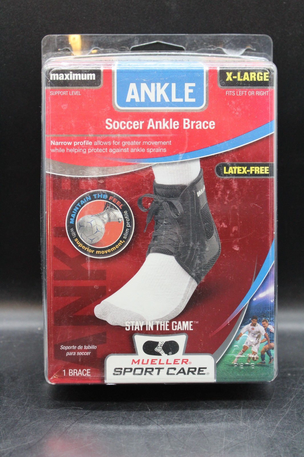 Mueller Soccer Care Unisex Latex Free Size XL Black Ankle Brace NWT