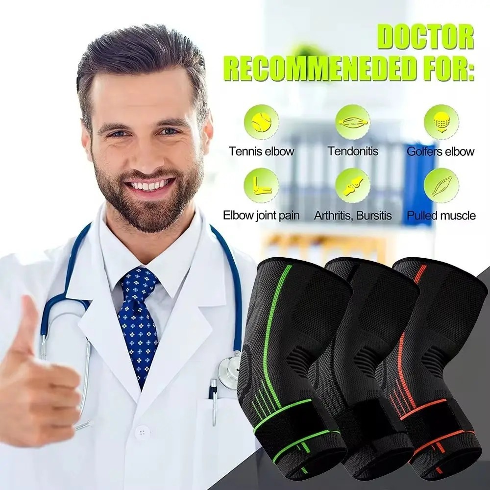 Elbow Brace Compression Sleeve Support Adjustable Strap for Tendonitis