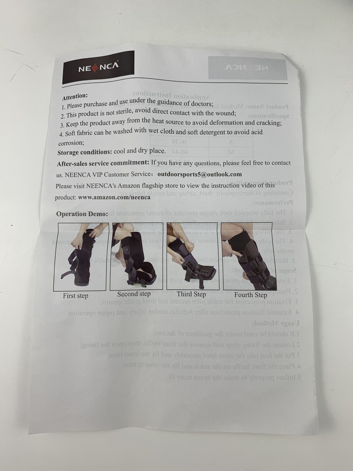 NEENCA Medical External Brace Inflatable Walker Boot Size Small 36-39 Cm