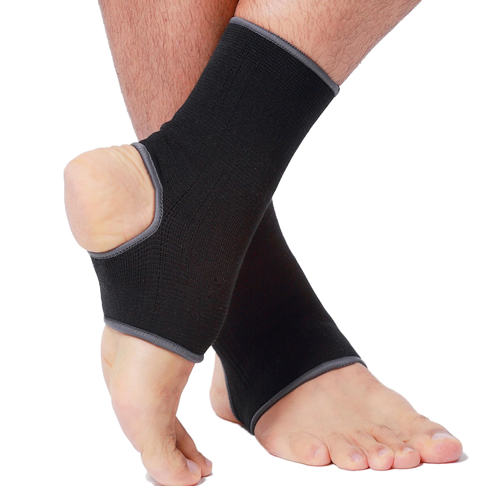 NeoTech Care Ankle Support Sleeve – Open Heel, Light, Medium (1 Pair), Black