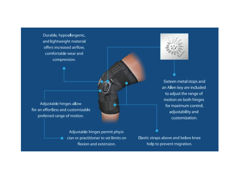 Vertaloc Dynamic Knee Brace Model USD601DKB Size Large L1833 Blue Knee 20″- 23″