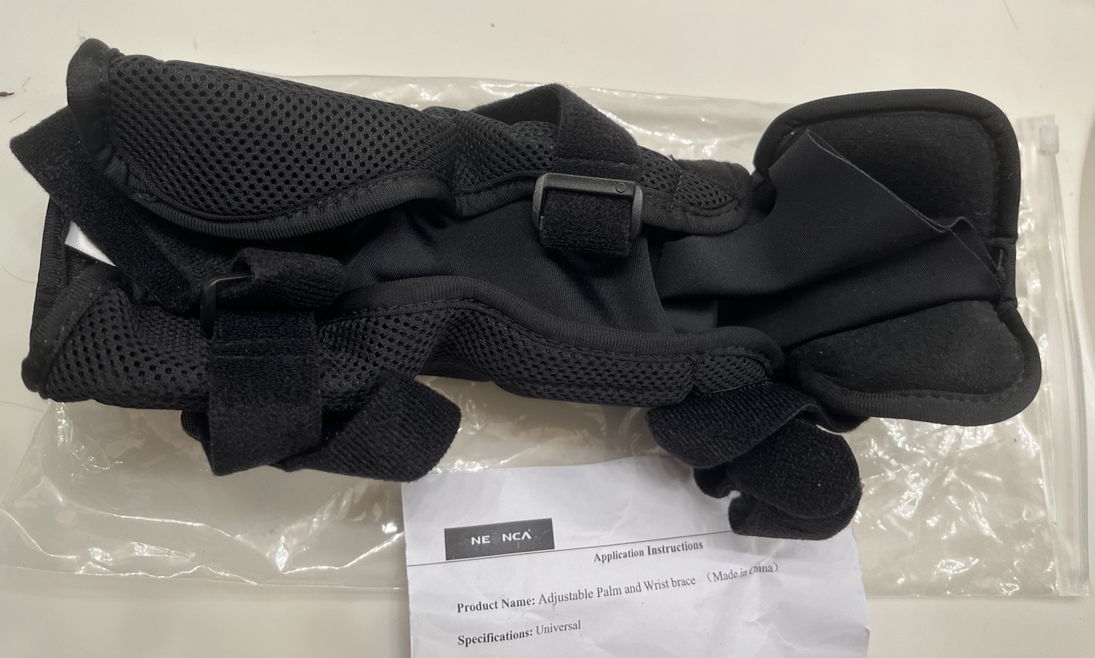 Neenca Adjustable Palm and Wrist Brace, Neoprene, Black – New In Pk Item #042741