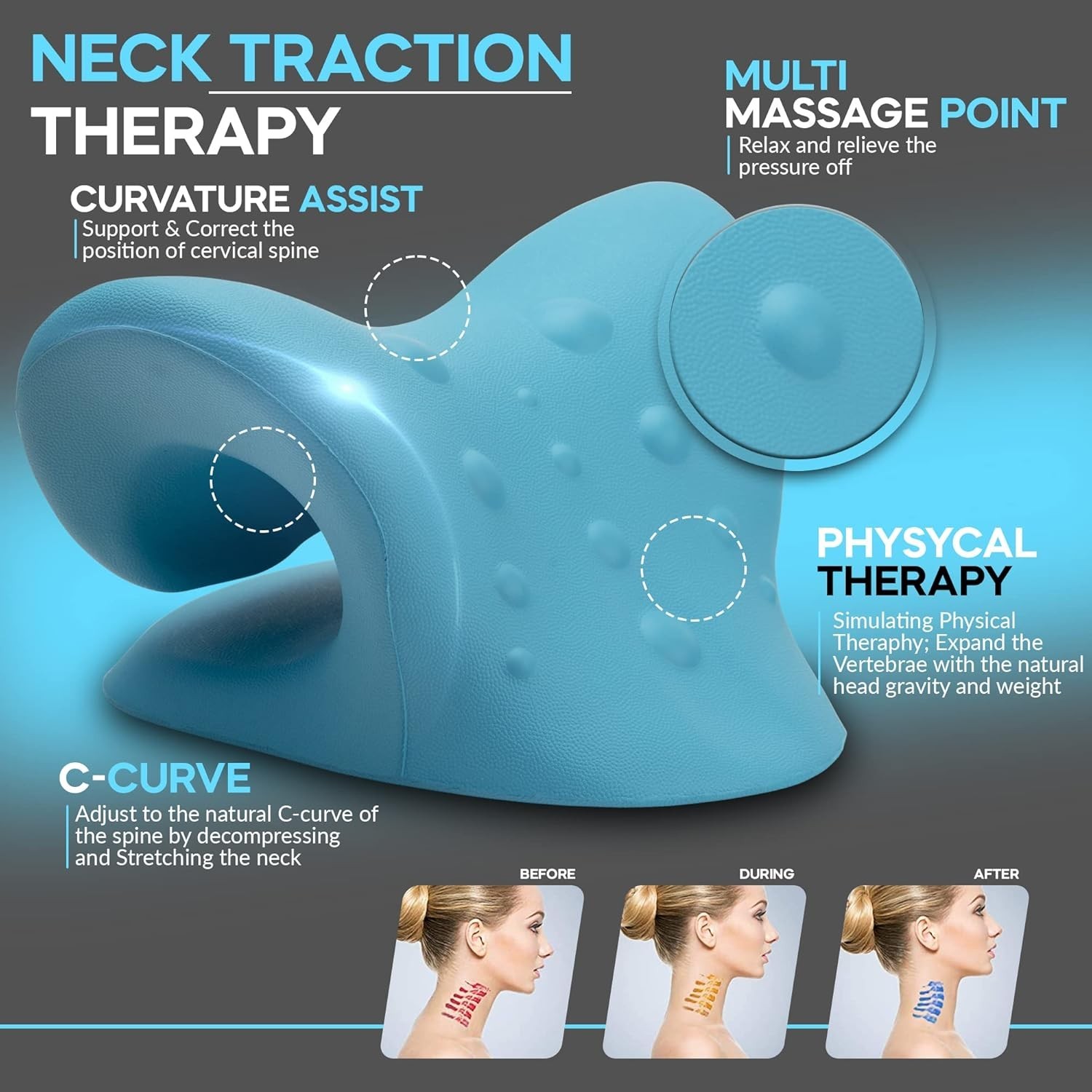 iBWYM Neck Stretcher Cervical Traction Device for Neck and Shoulder Pain Reli…