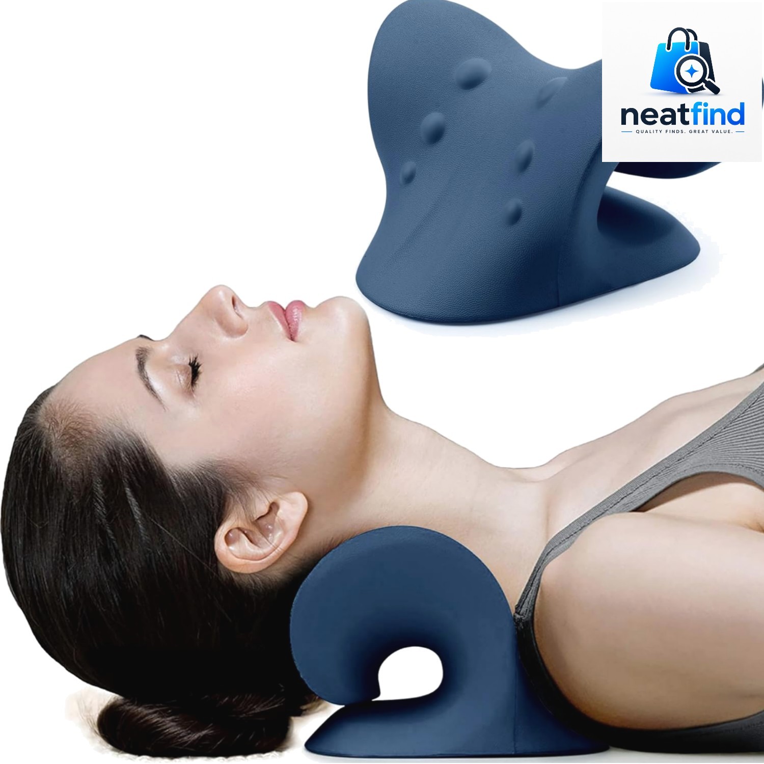 Portable Cervical Traction Pillow for Neck Pain Relief – Memory Foam Stretcher
