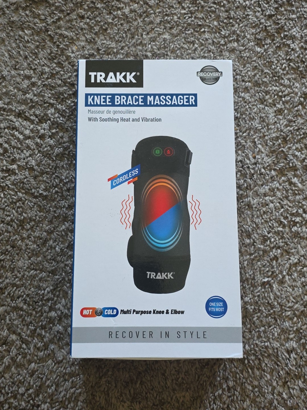 TRAKK Black Hot & Cold Knee Brace Massager Ice Pack Compression Relief
