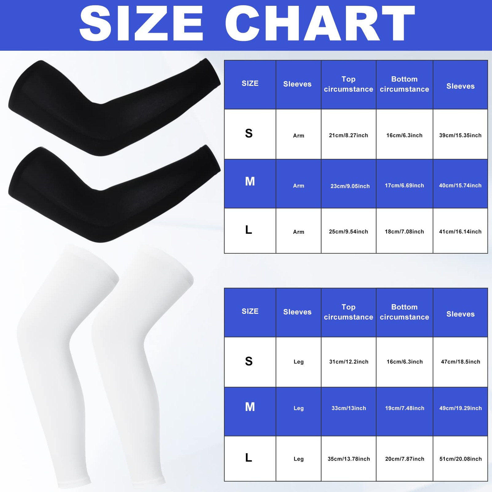2 Pairs Compression Leg Sleeves Full Leg Compression Sleeve UV Protection Arm…