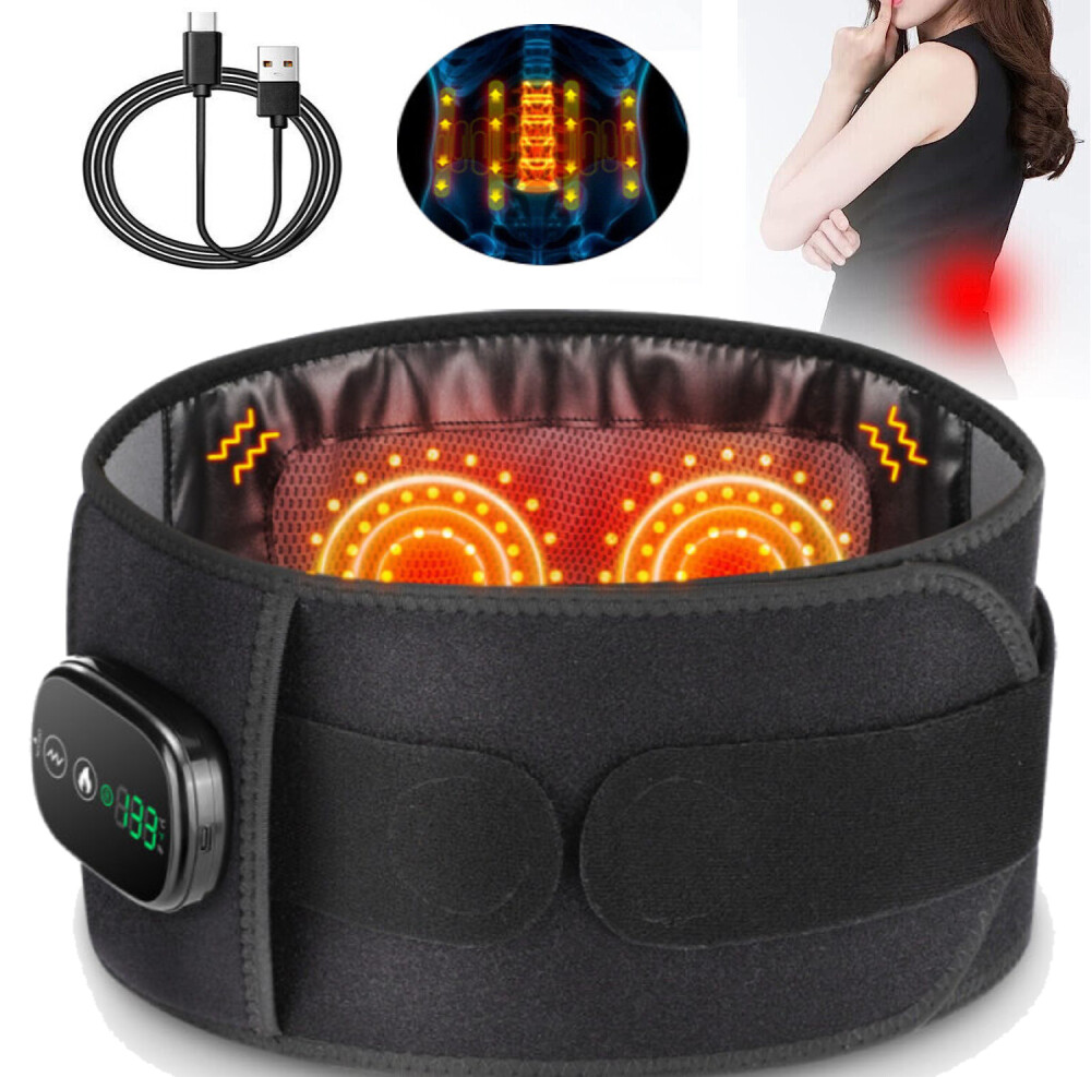 Cordless Heating Pad Back Massager Brace for Lower Back Pain Relief Wrap Belt