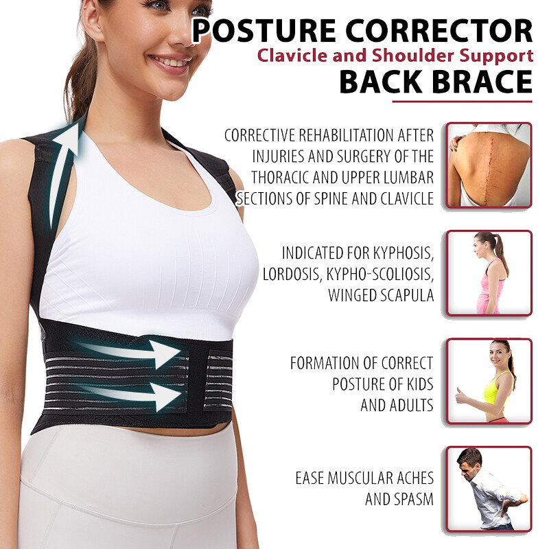 MAGNETIC POSTURE CORRECTOR BAD BACK LUMBAR SHOULDER SUPPORT BELT BRACE MEN WOMEN