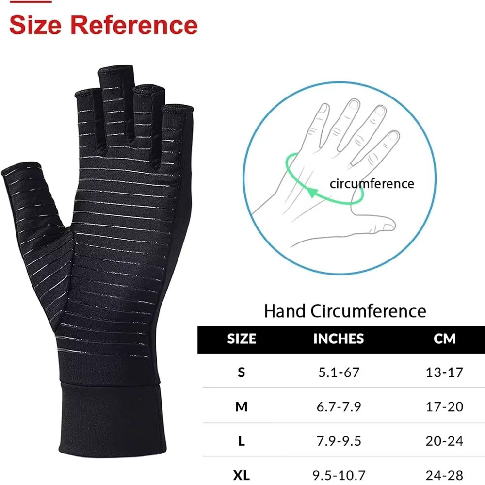 Copper Arthritis Compression Gloves Hand Support Pain Relief Joint Self Care