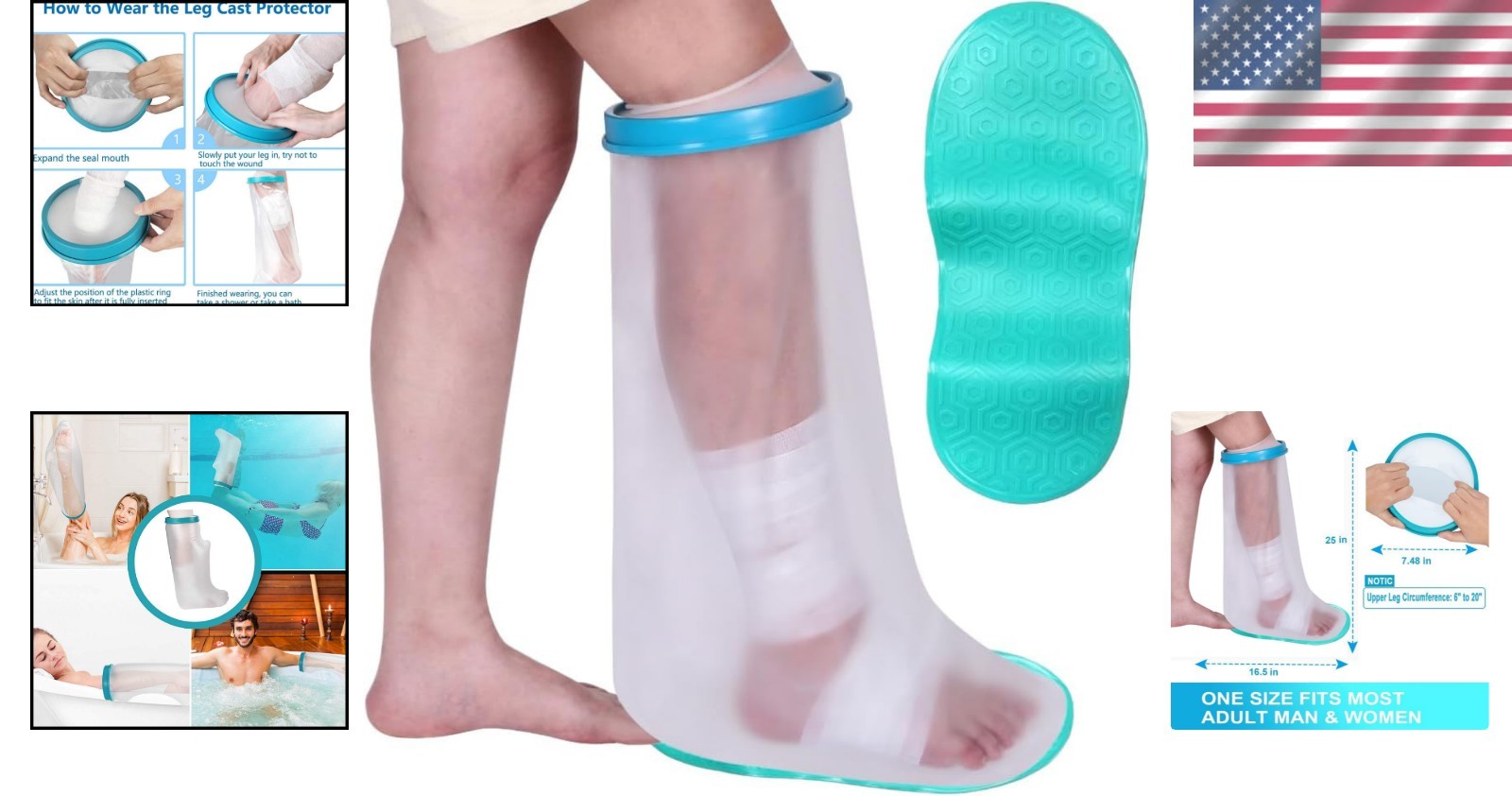 High-Quality Waterproof Cast Cover for Legs – Protects Wounds While Showering
