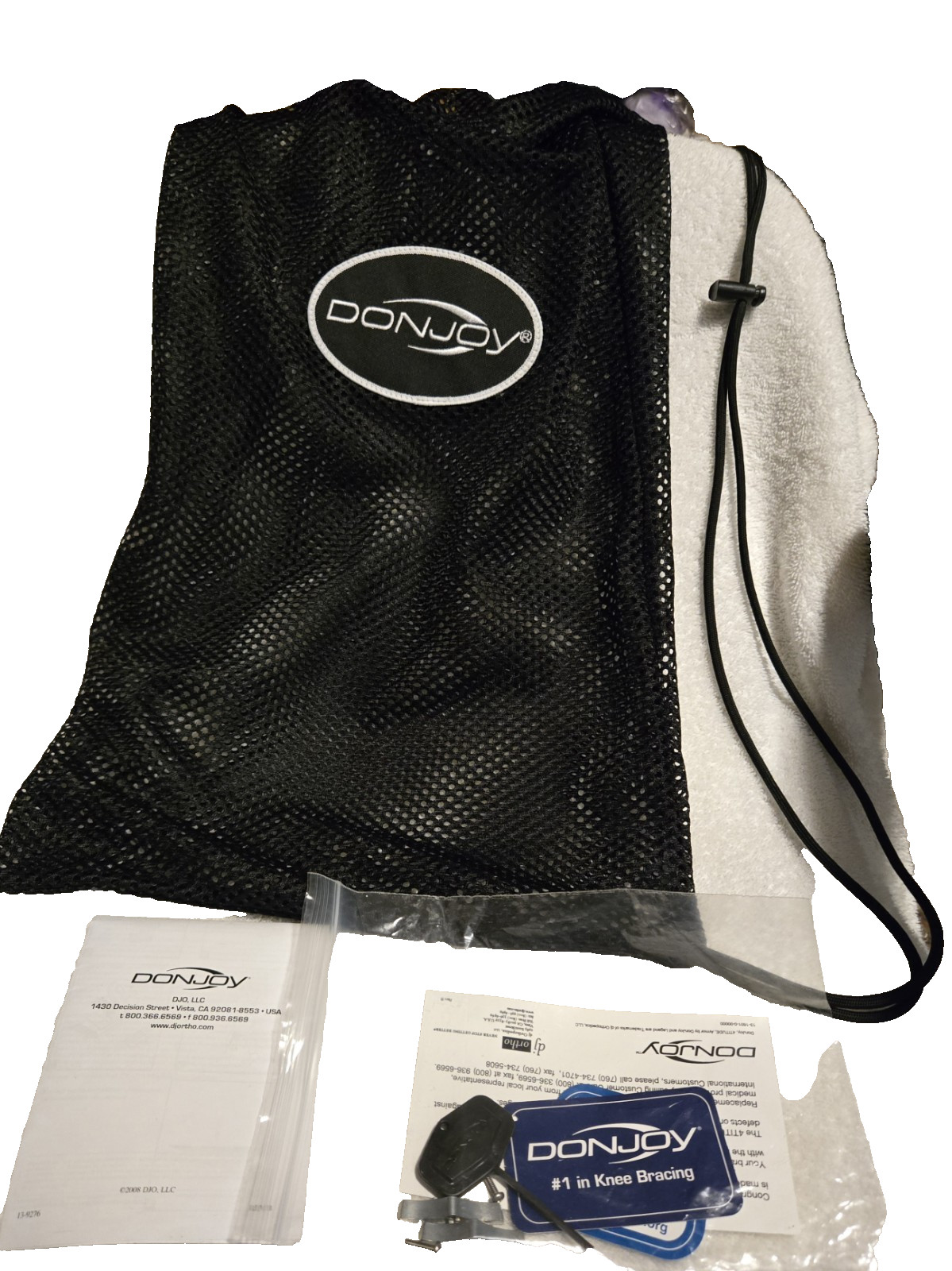 Don Joy Nylon Mesh Bag Shoulder Drawstring for Storing Knee Brace –Instructions