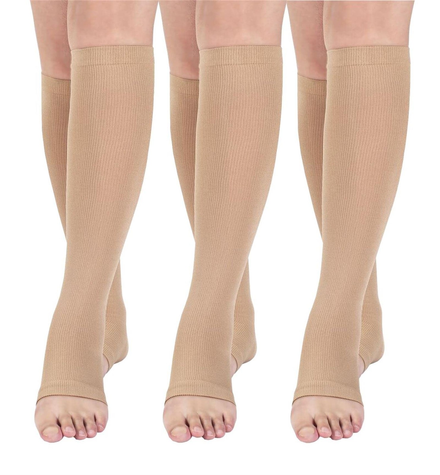 Open toe Toeless Compression Socks 3 Pairs for Women Men 15-20 mmHg Support R…
