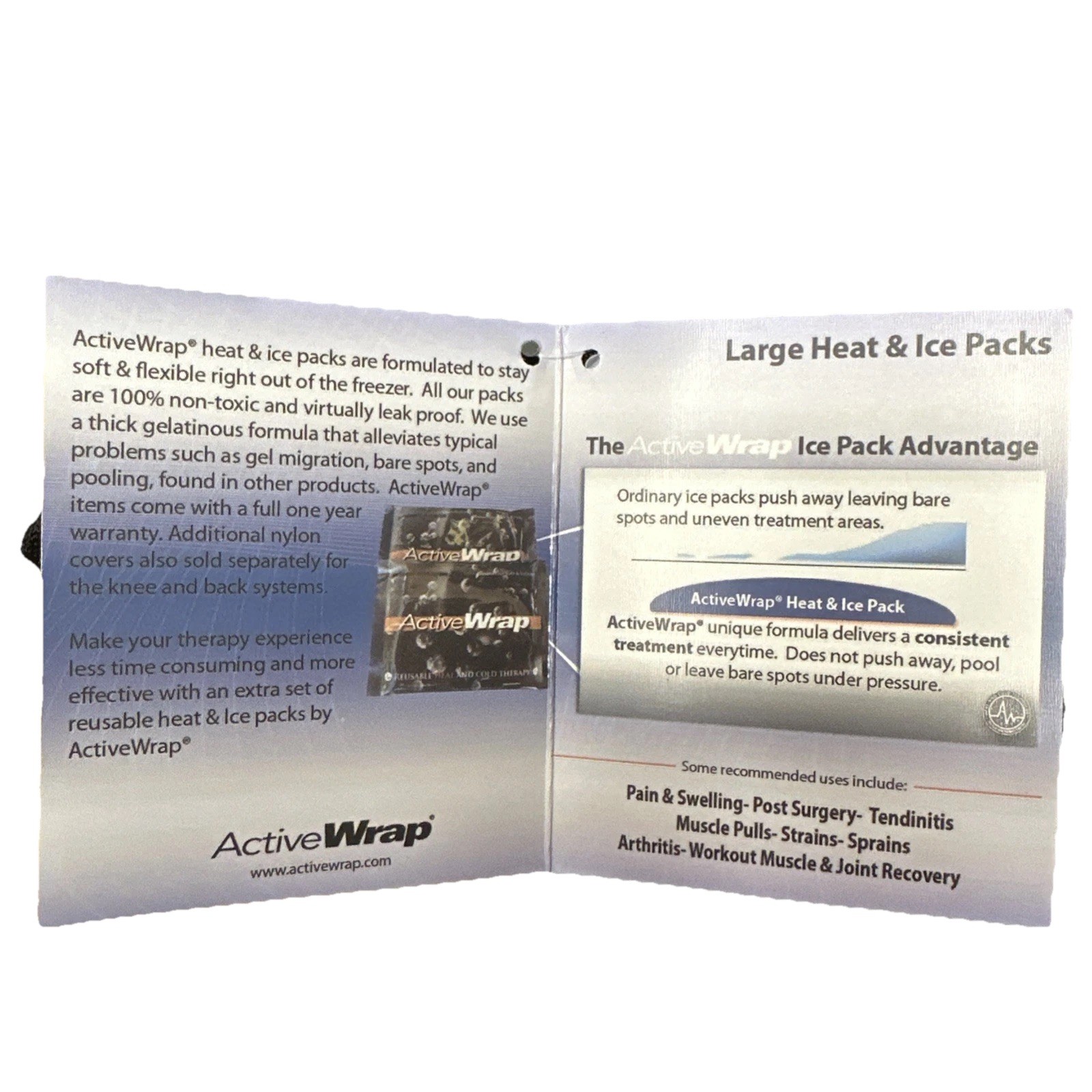 NWT Activewrap Heat & Ice Therapy System Heat & Ice Packs Large Size Cover Bag