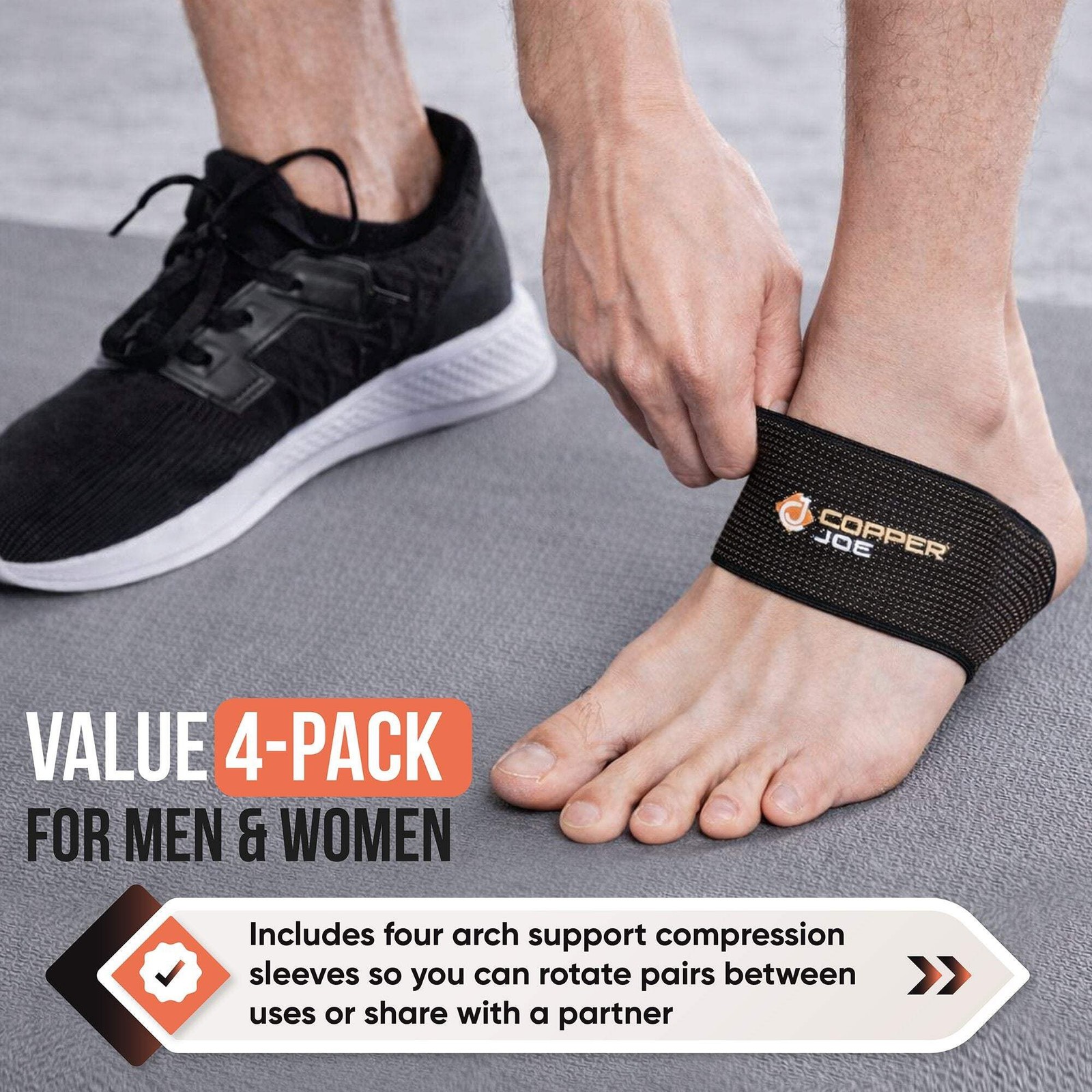 Copper Joe Arch Support Sleeves Copper Plantar Fasciitis Heel Pain Men Women