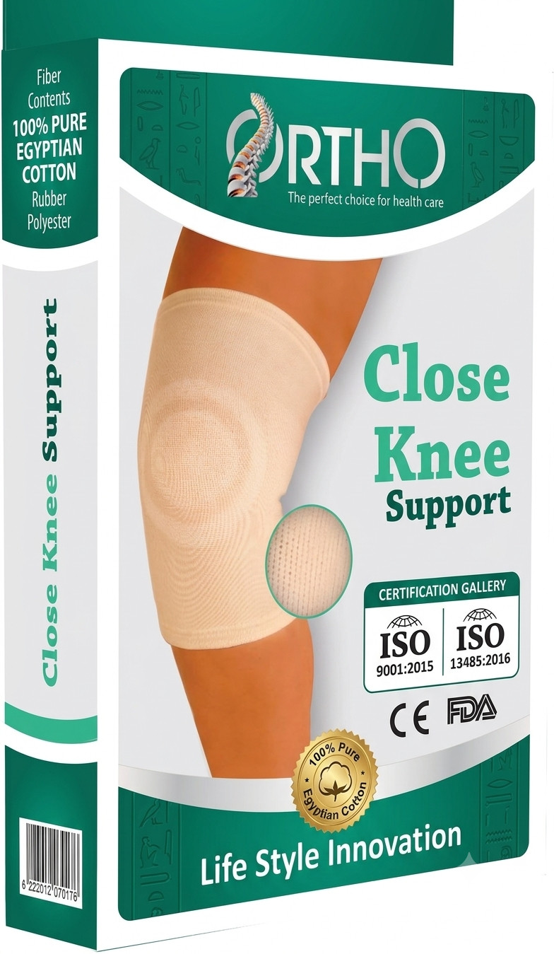 ORTHO close knee support brace/sleeve Beige Egyptian cotton CE FDA ISO
