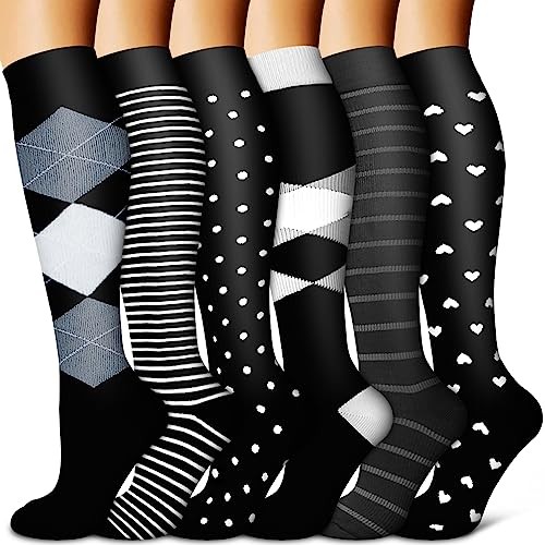 Copper Compression Socks for Women & Men (6 pairs) – Large-X-Large 03 Black