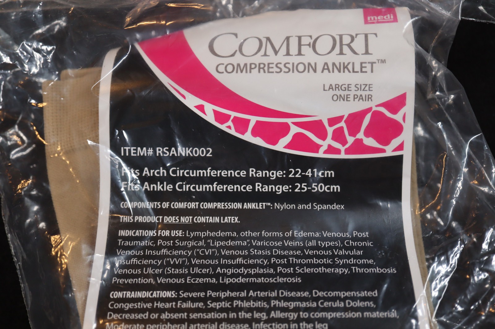 Medi #RSANK002 Lot of 3 Pairs CircAid Comfort Compression Anklets Natural Nude