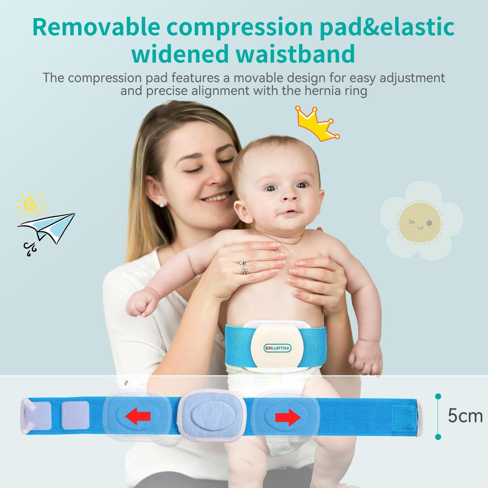 Newborn Adjustable Belly Button Band，Hernia Belt for Baby，Infant Umbilical He…