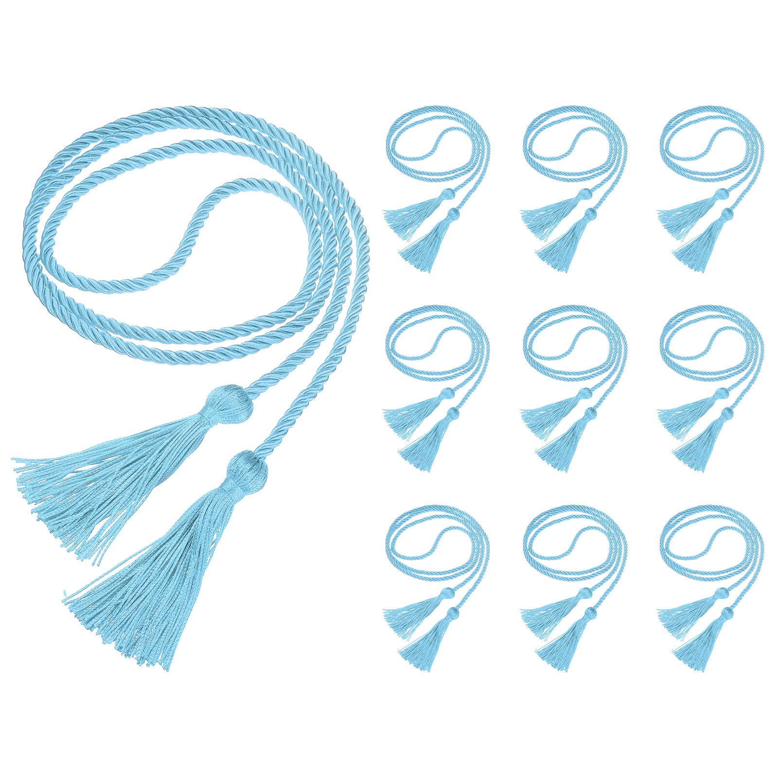 For 10 Pieces 67 Inch Sky Blue Polyester Graduate Cords