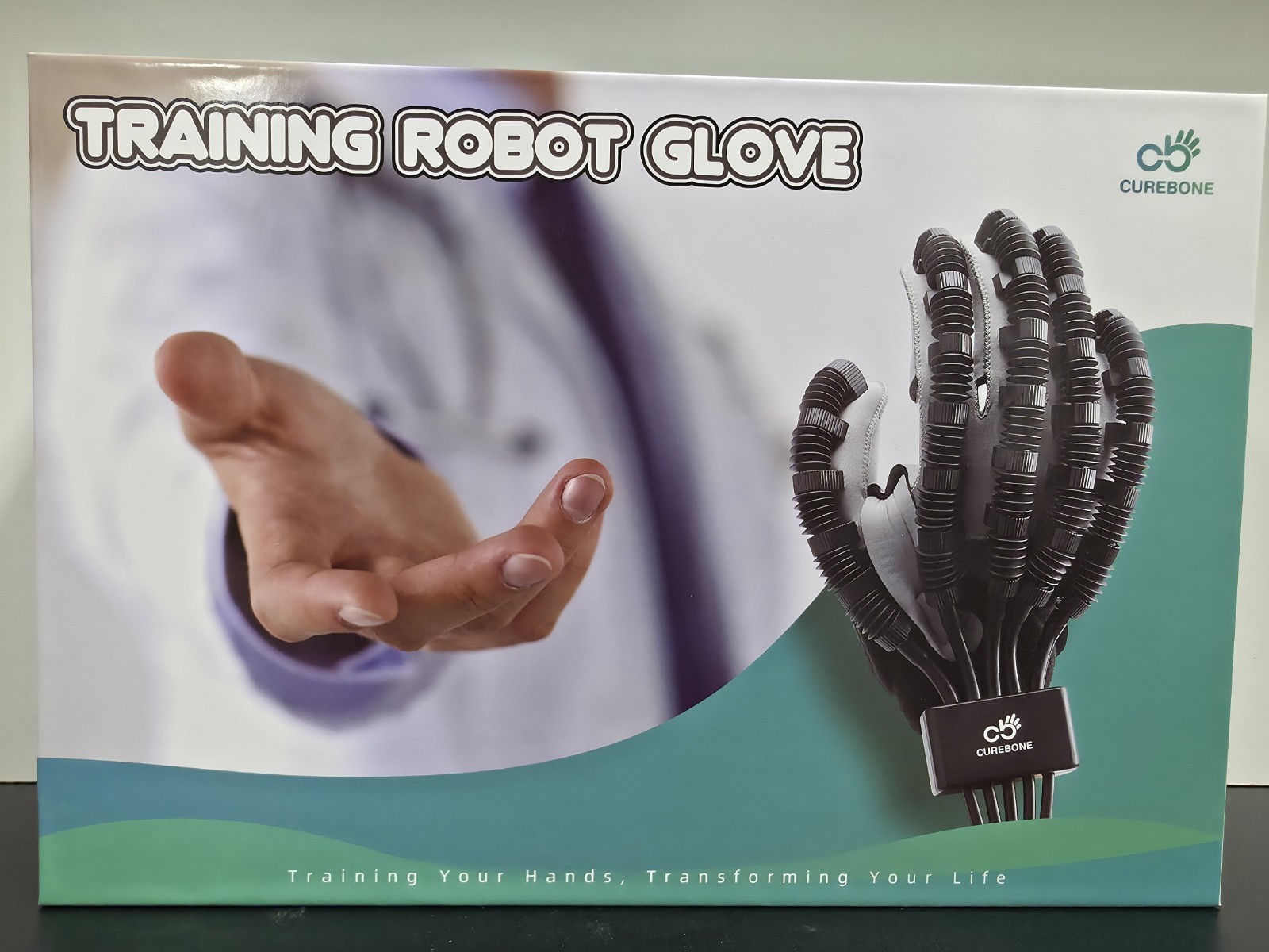 Curebone Training Robot Glove Left Hand Size: Large NEW/OPEN BOX DMG PKG