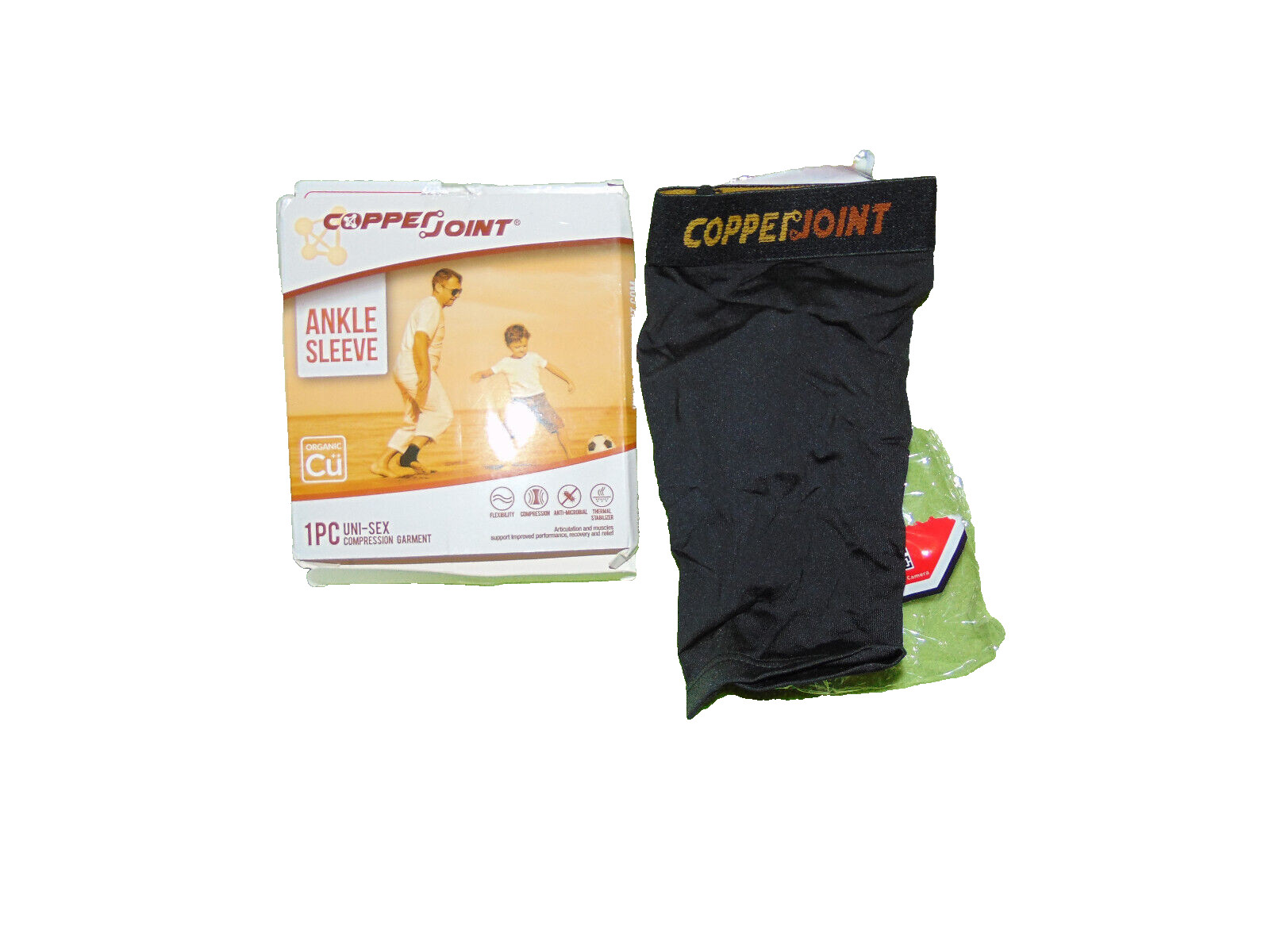 Copper Joint Ankle Sleeve Large Black Compression Support Brace Unisex