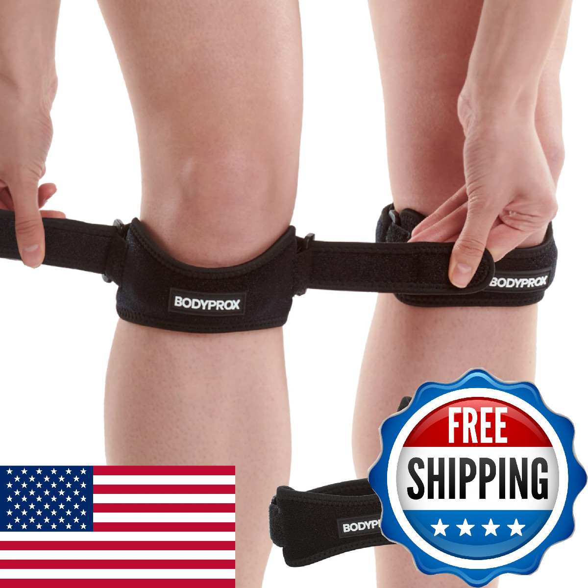 Bodyprox Patella Tendon Knee Strap 2 Pack – Pain Relief Support Brace, Hiking