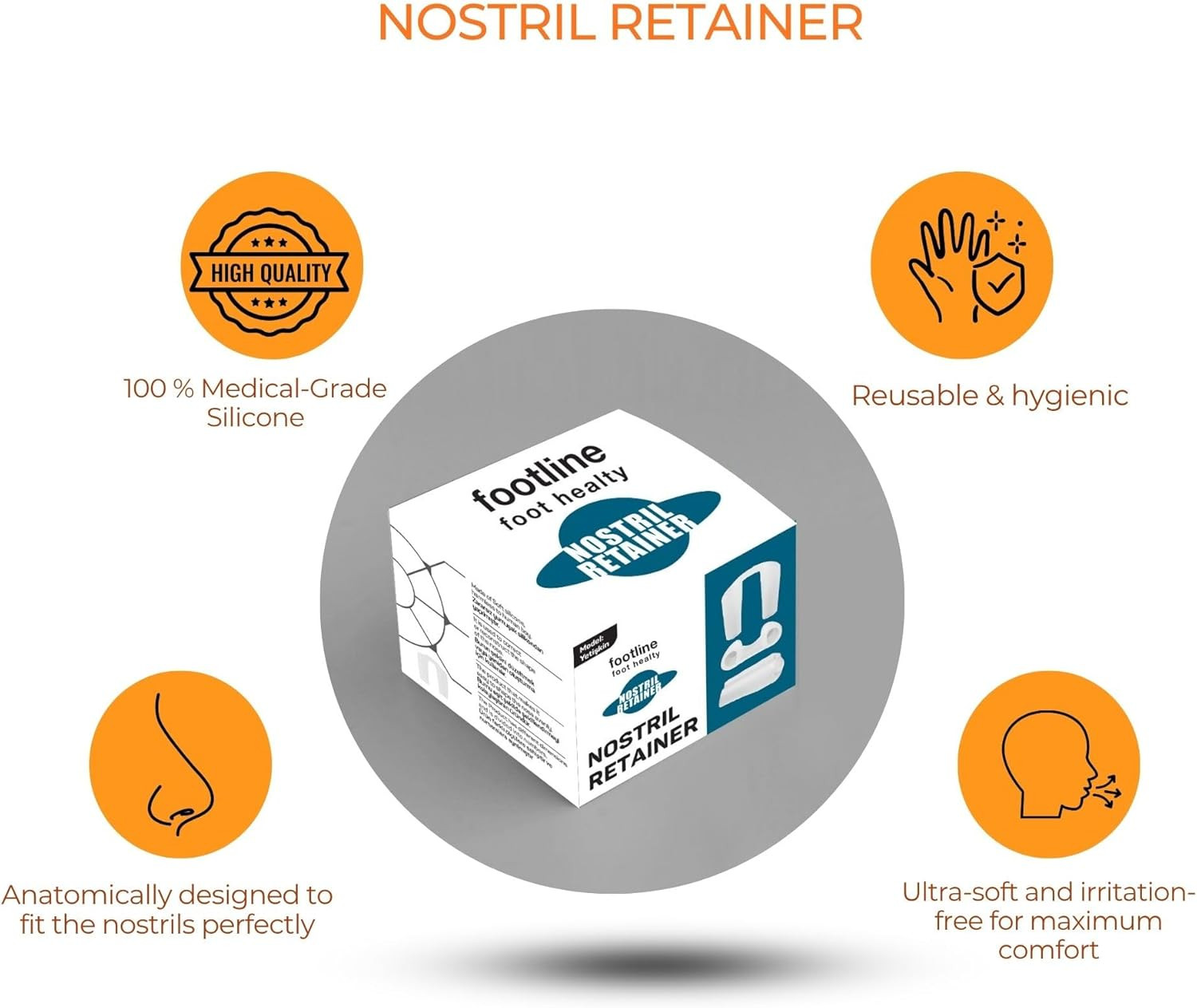 Silicone Nostril Retainer for Rhinoplasty Surgery 100% Silicone 10 Size
