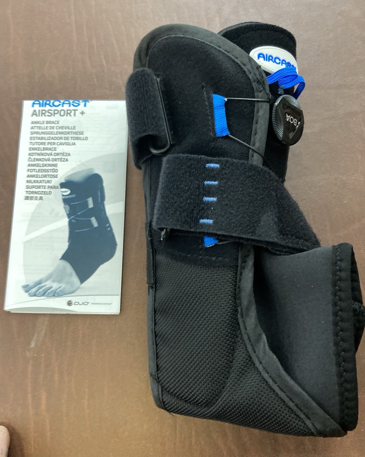 Aircast AirSport+ Left Ankle Brace L Adjustable Stabilization 02RLL Black/Blue