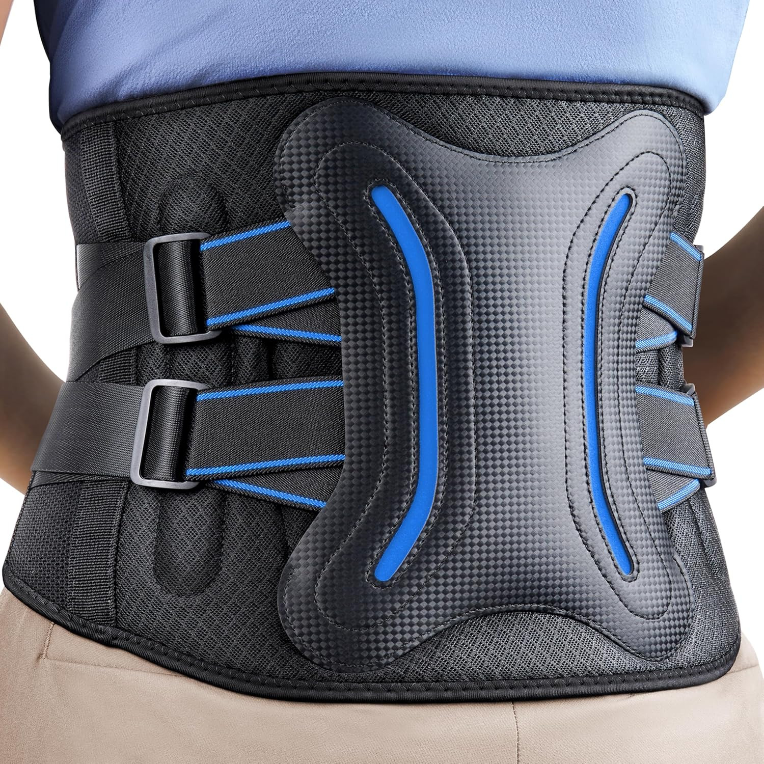 Lower Back Brace with 5 Reinforced Stays for Women and Men, Adjustable Snug-Fit