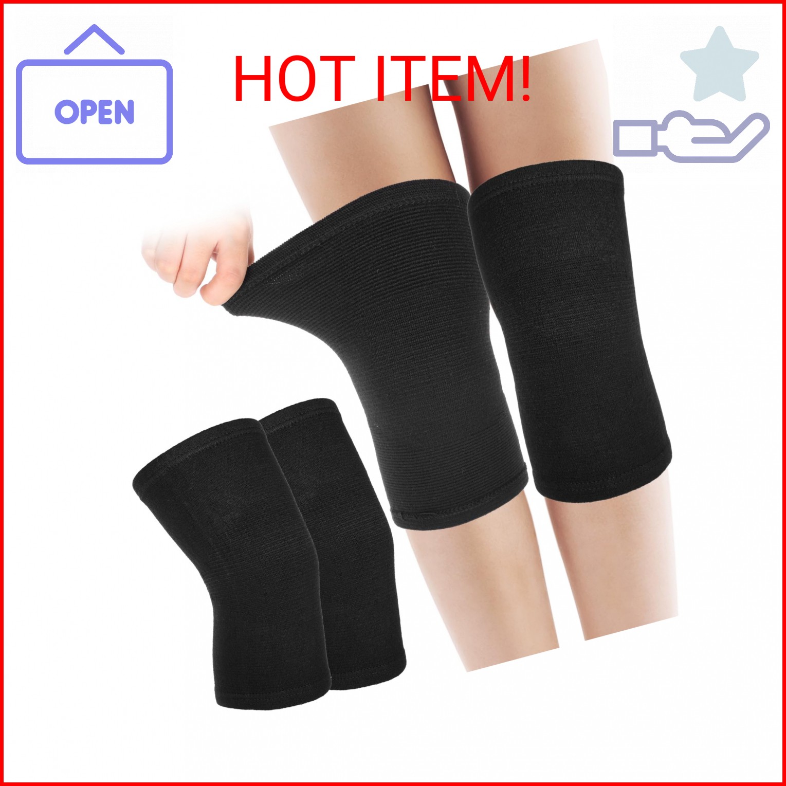 AOZUO Bamboo Knee Sleeve, Elastic Compression Knee Brace Breathable Knee Pads Le