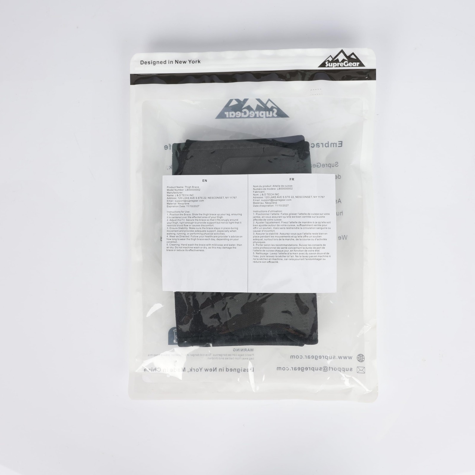 supregear Thigh Wraps Support, Adjustable Compression Neoprene M, Black