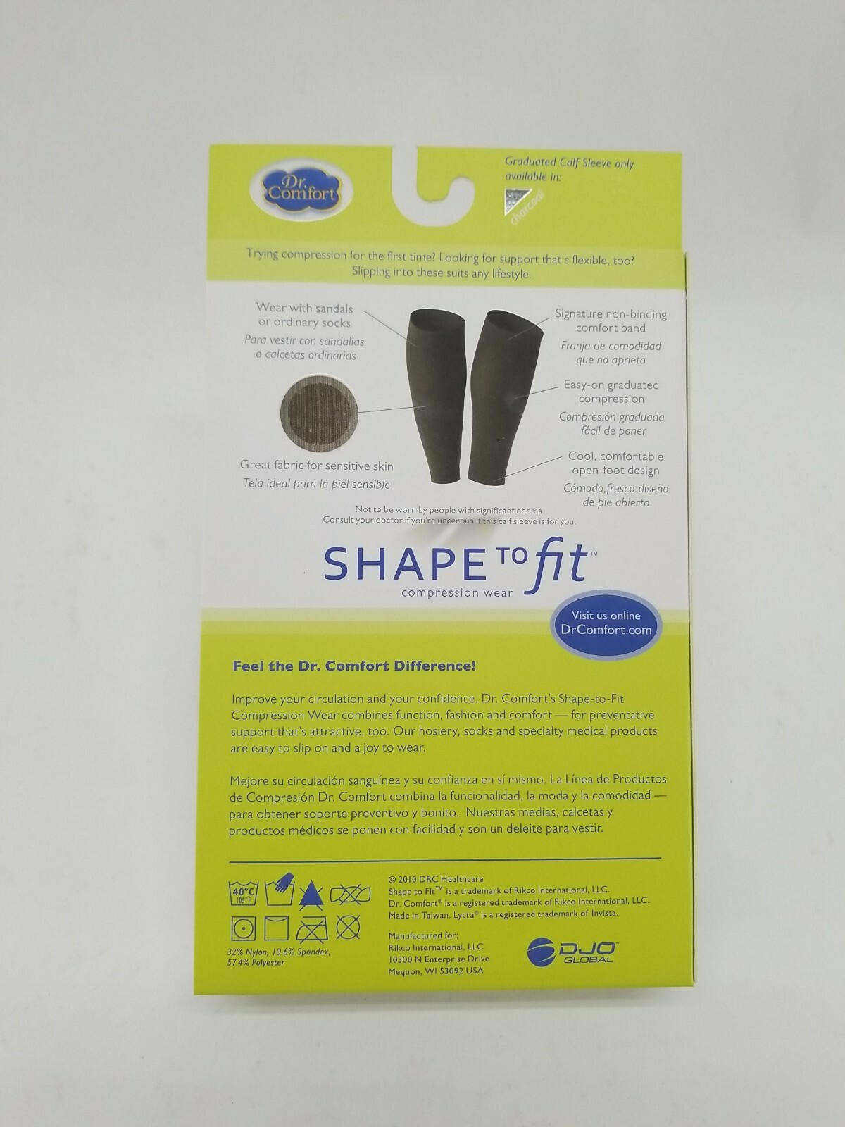 Dr Comfort Shape to Fit Graduated Calf Sleeve 10-15mmHg Compression Unisex SMALL