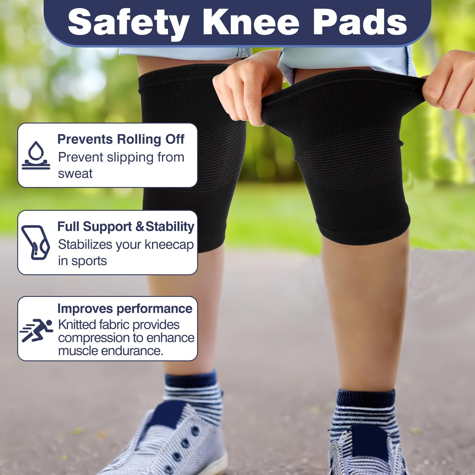 1 Pair Kids Knee Sleeve Brace Compression Breathable Support Pad Volleyball M