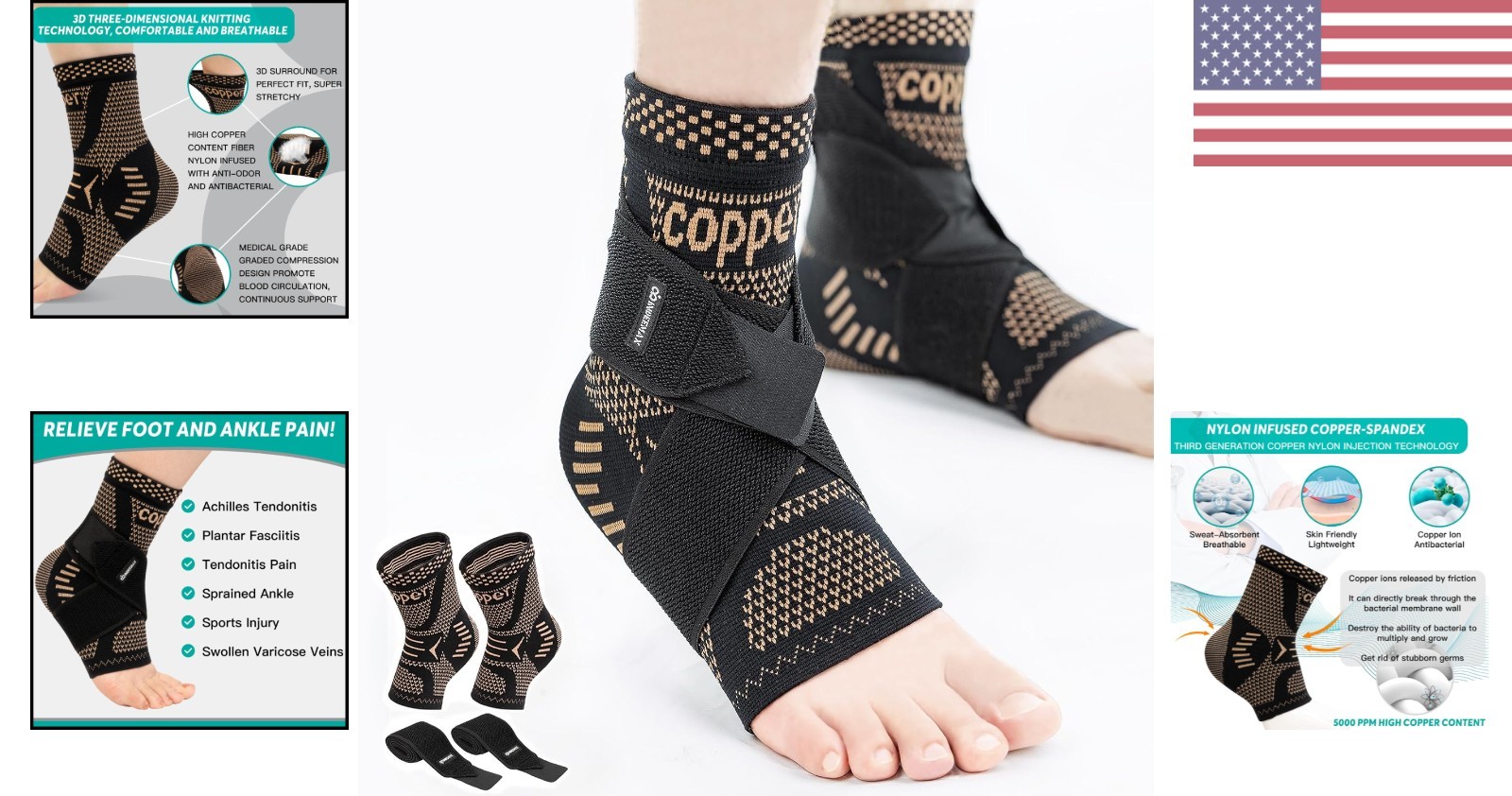 High-Quality Copper Compression Sleeve for Ankle Pain Relief – Active Lifestyle
