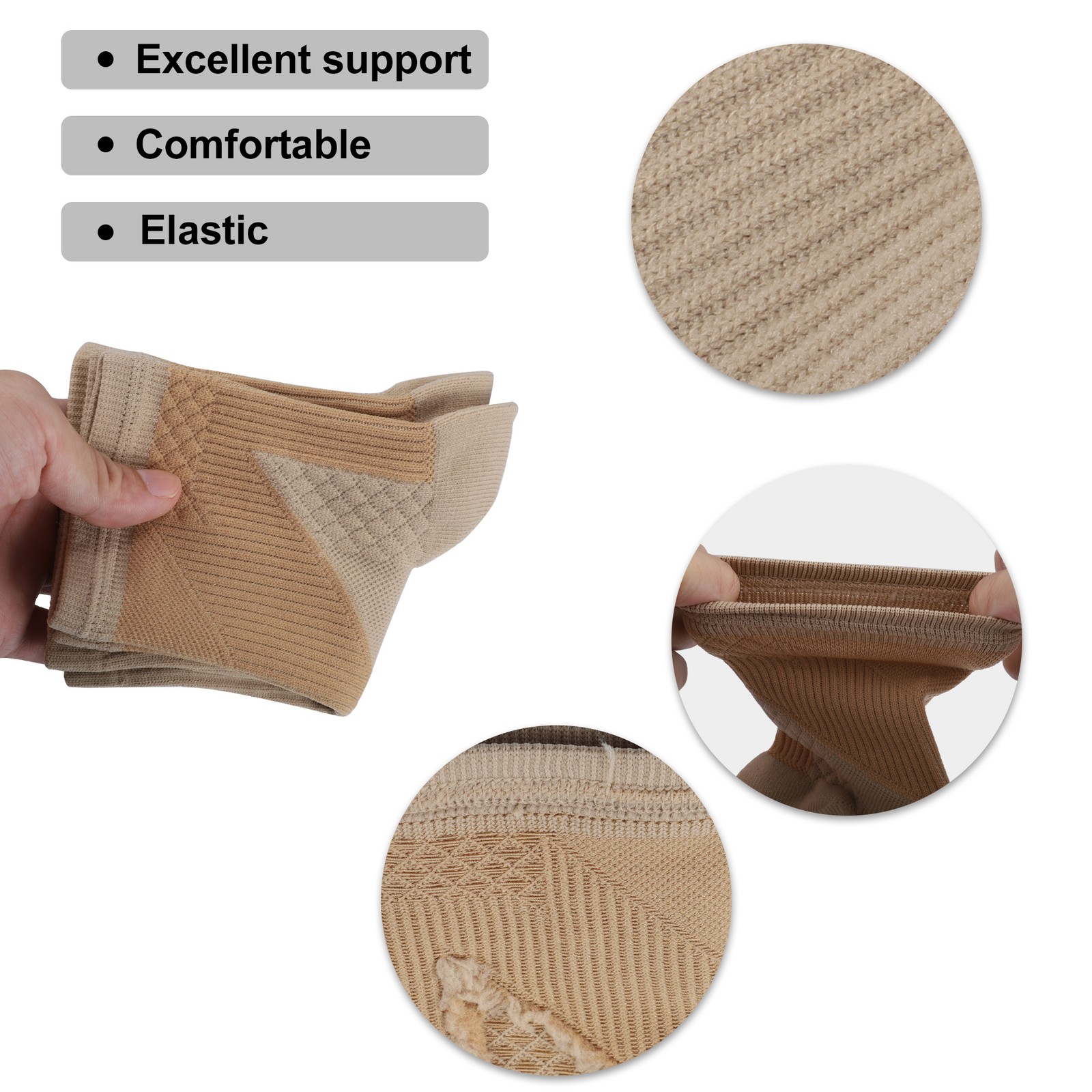 Pair Compression Ankle Sleeve Socks Beige L Size