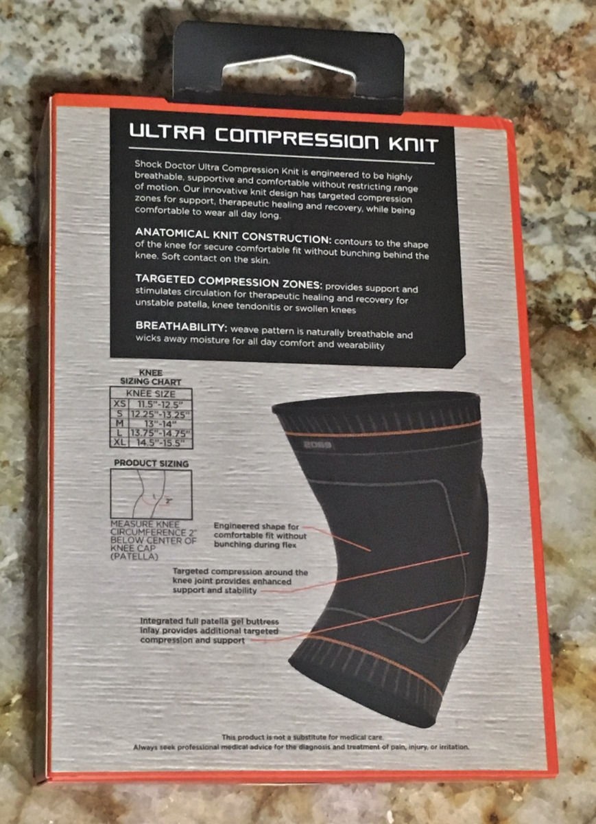 SHOCK DOCTOR Ultra Compression Knit Black Knee Support Patella Gel Support S L