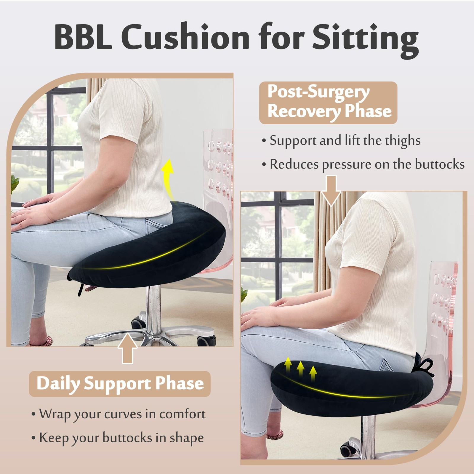 BBL Pillow for Post Surgery Recovery, Brazilian Butt Lift Cushion, Hip Support S