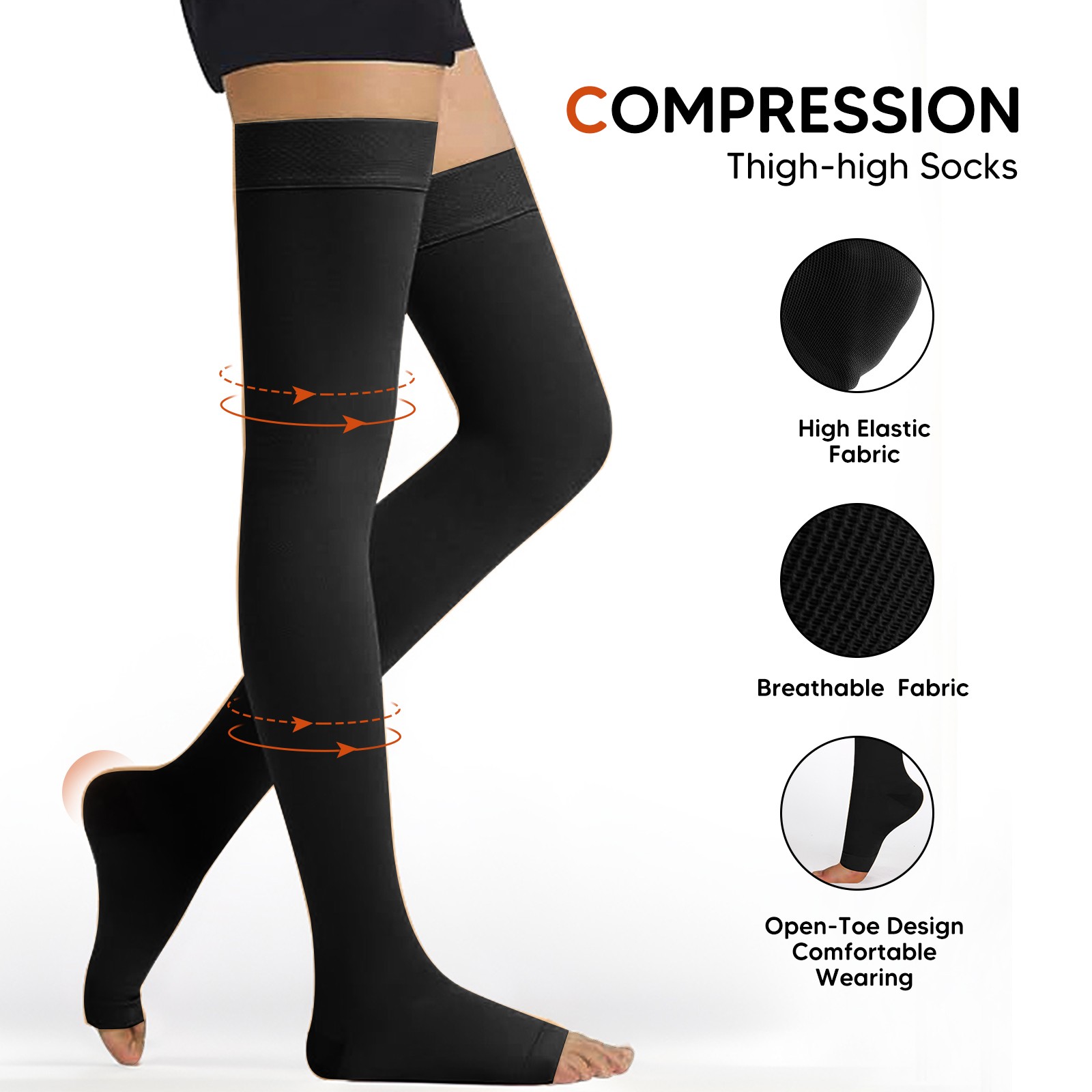  6 Pairs Compression Socks – Knee High Support for Running & Sports S-XXL