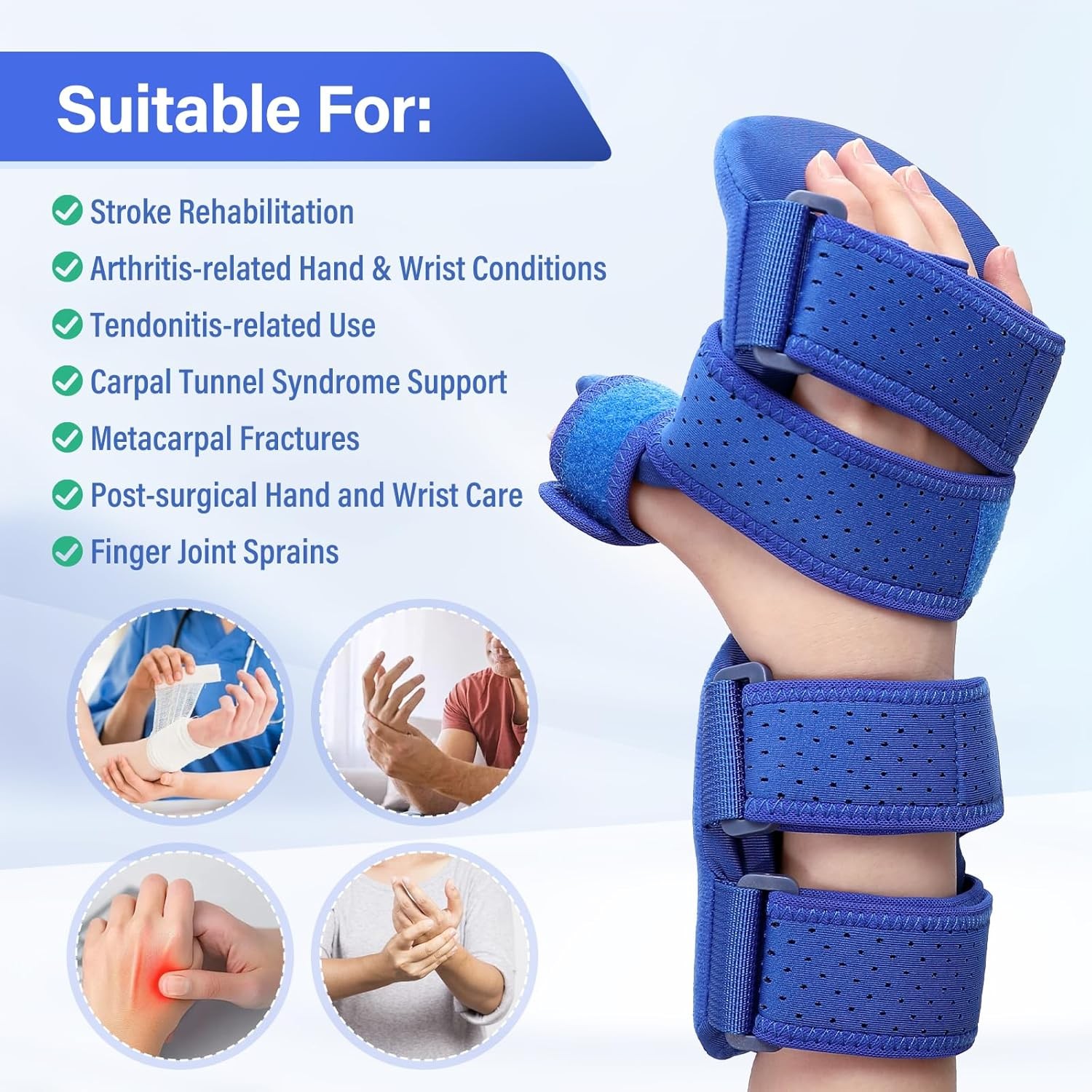 Hand Splint for Stroke Recovery Resting Hand Therapy Equipment with Fingers