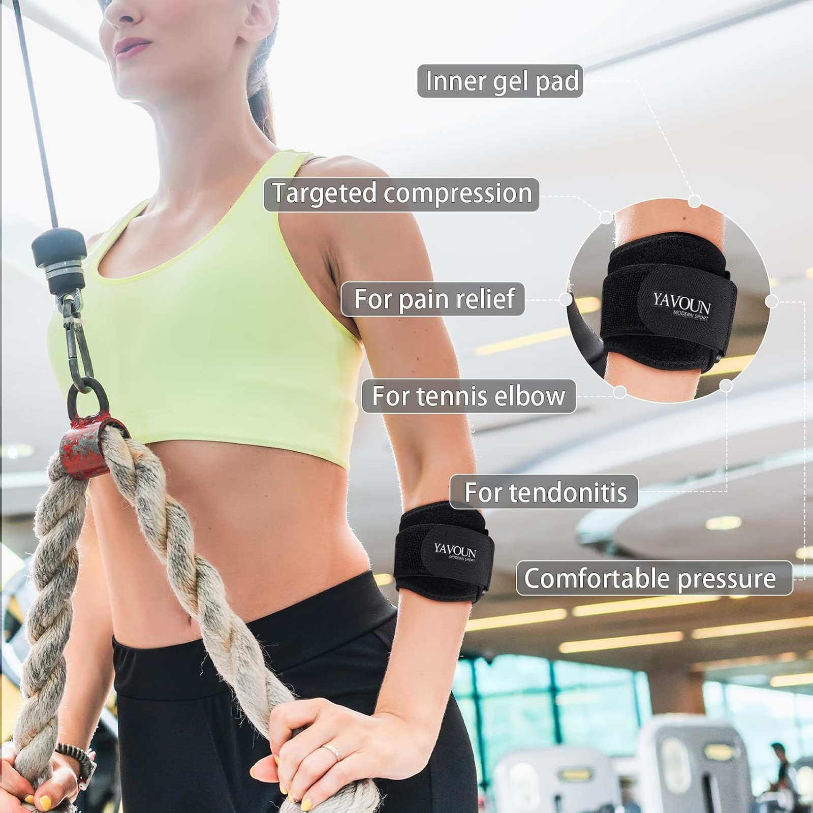 Forearm Wraps for Pain, Tennis Elbow Brace Tendonitis Support Adjustable Elbow