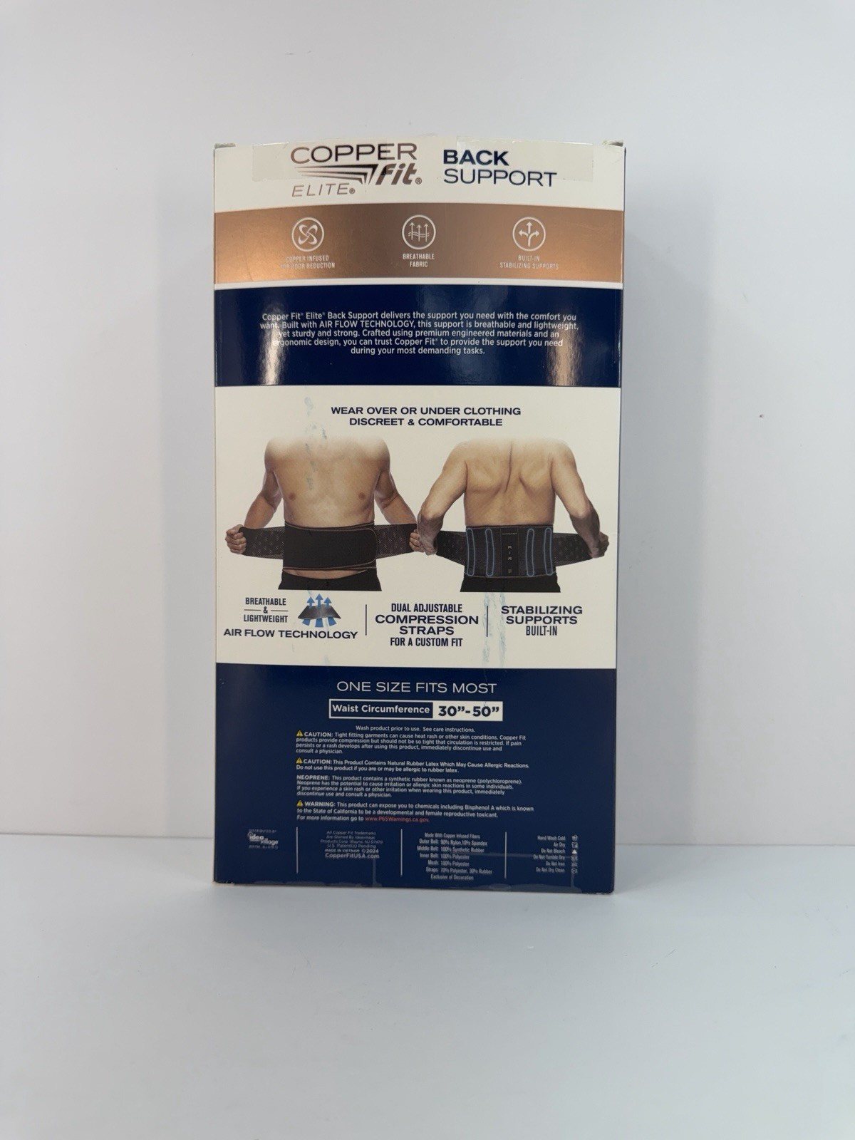Copper Fit Elite Back Support AirFlow Adjustable Compression Double-Band 30-50″