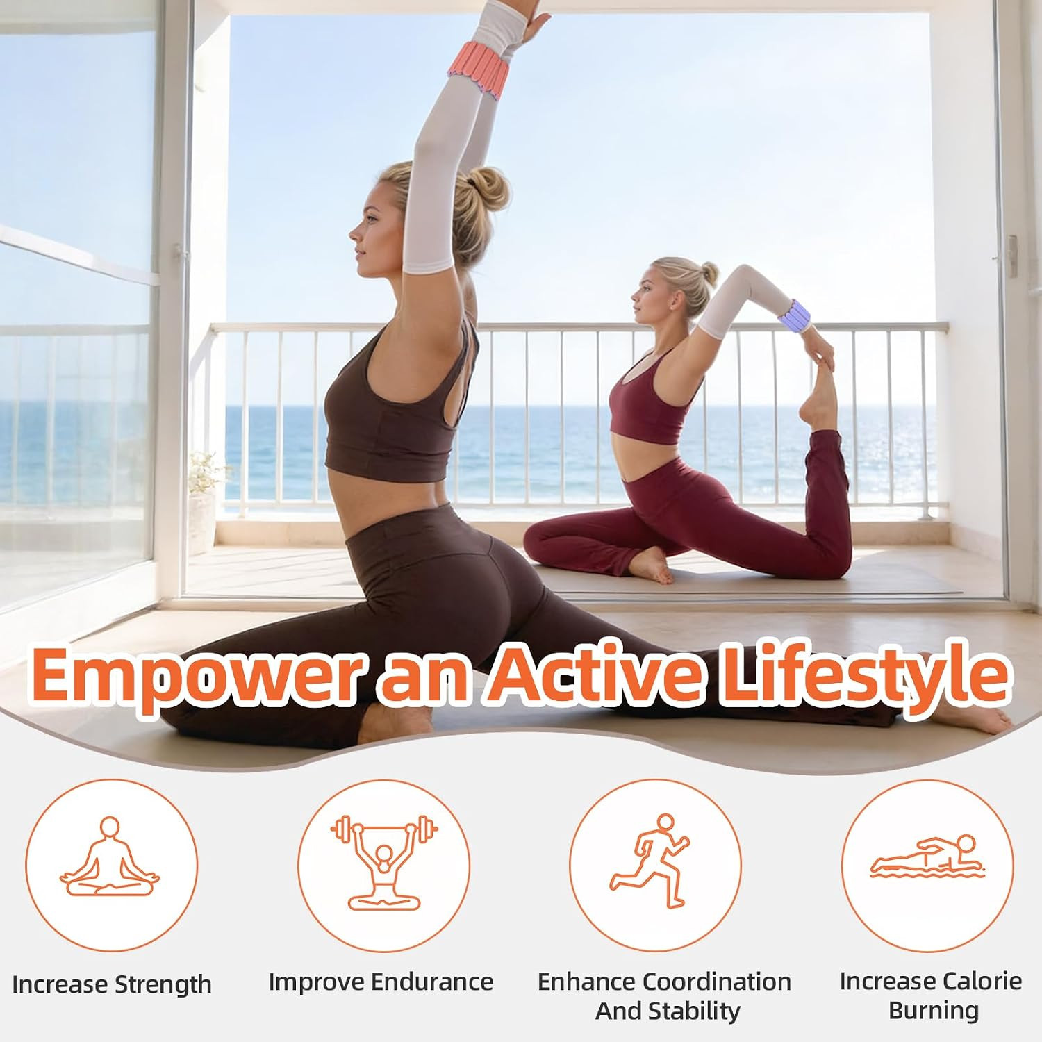 Adjustable Wrist & Ankle Weights 2Pack, Wearable Silicone Weighted Bracelet for