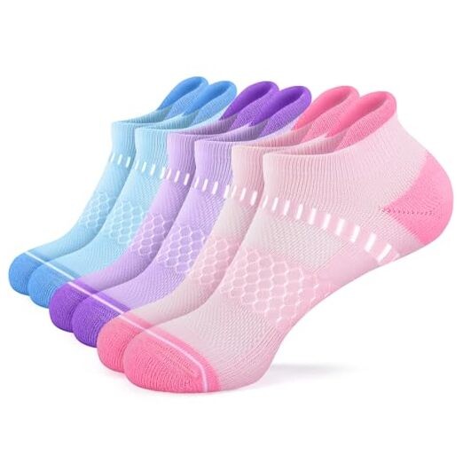 Light Compression Socks for Women Arch Support 6-9 Pink+purple+blue(3 Packs)