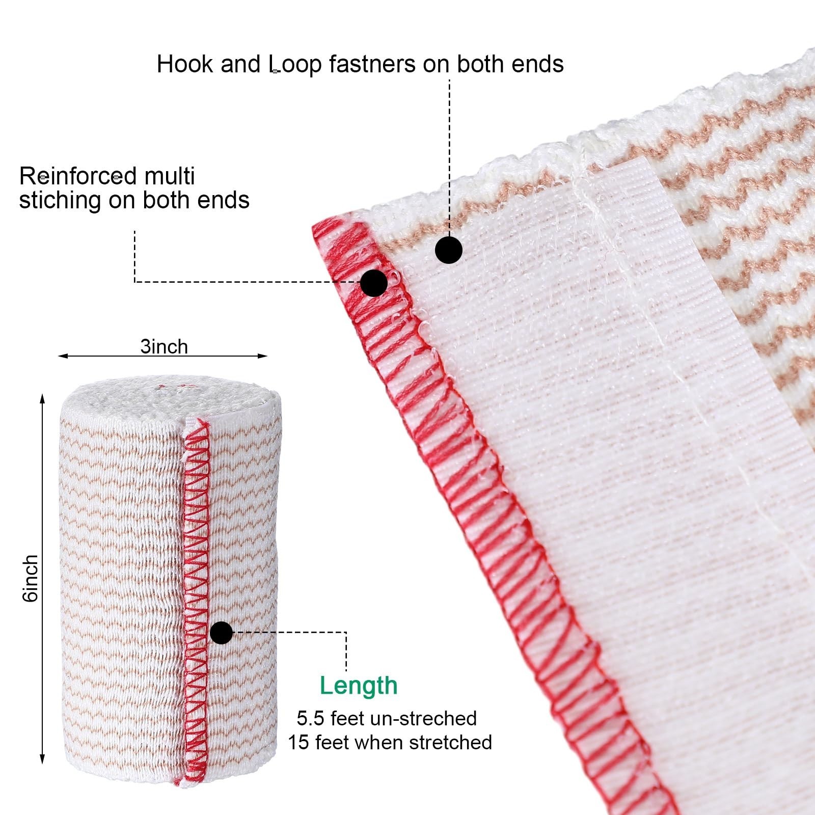 20 Pack 3″ Elastic Bandage Wraps – Self-Closure Compression for Legs, Knees, Ank