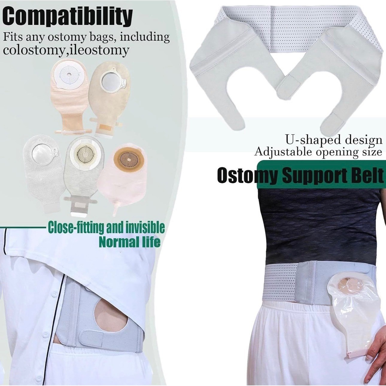 3 Pack Ostomy Support Belt Adjustable Stoma Hernia Belt Grey Medium 32-36in