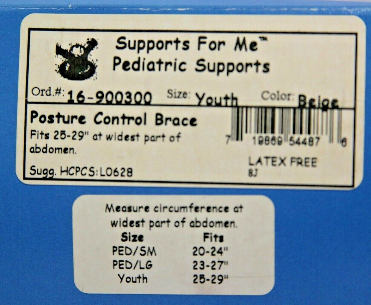 FLA Ortho Soft Form Back Posture Control Brace Pediatric & Youth sizes Beige