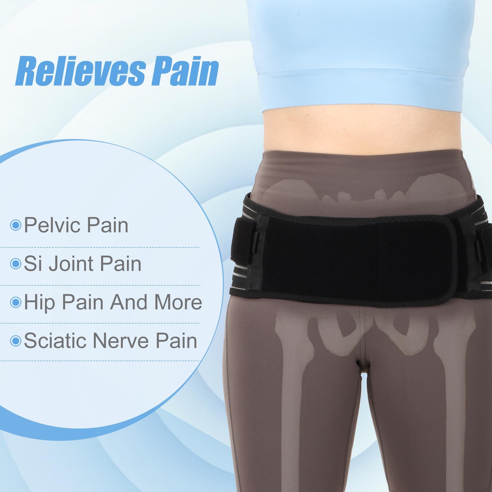 Adjustable SI Joint Hip Belt for Sciatica Pelvic Lower Back Pain Support Brace